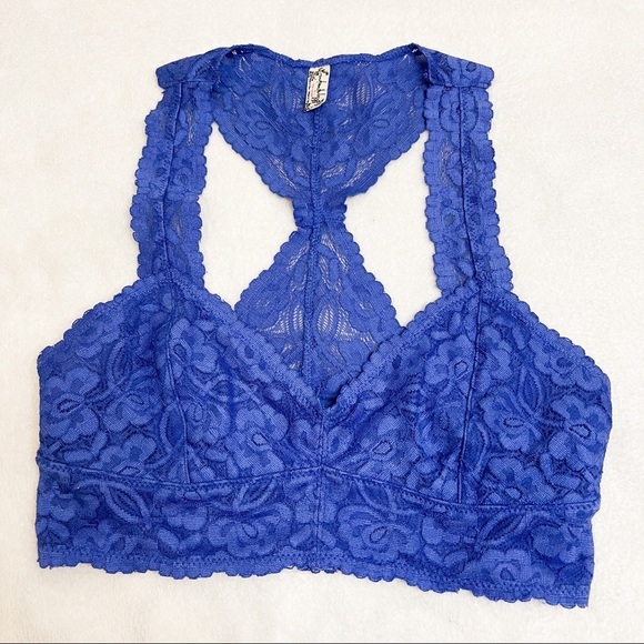 Free People Lace Racerback Bralette Blue - Picture 1 of 3